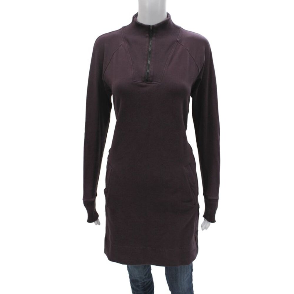 American Giant Women Purple Tunic Sweatshirt Mock Neck Zip Long Sleeve Size M
